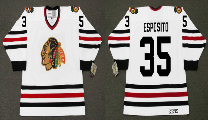 2019 Men Chicago Blackhawks 35 Esposito white CCM NHL jerseys